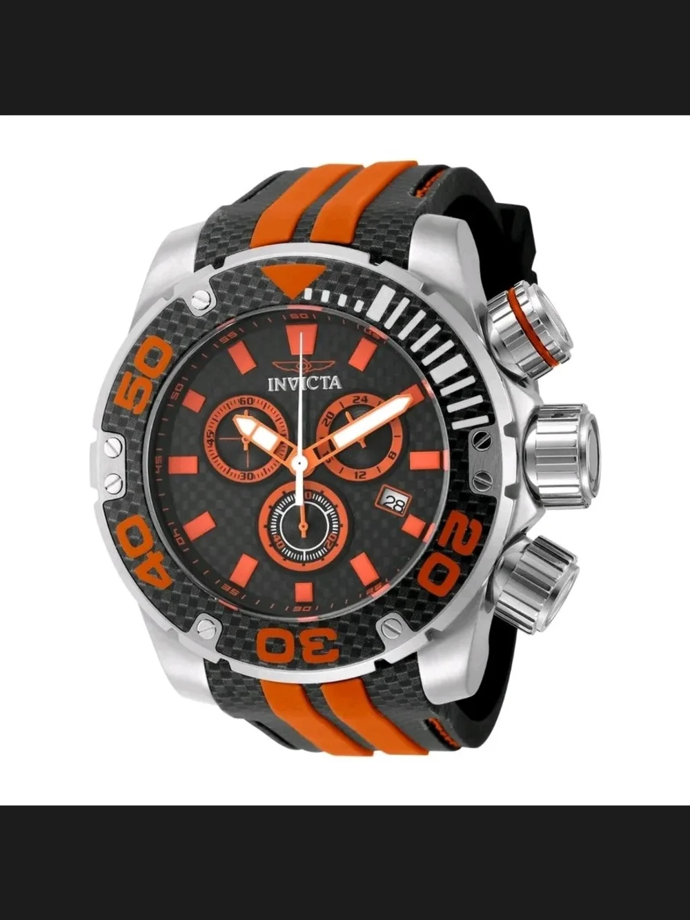 Invicta Men's Chronograph Sport Watch in Black & Orange 52mm